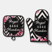 Engel nummer "4444" ovenwant & pannenlap set (Voorkant)