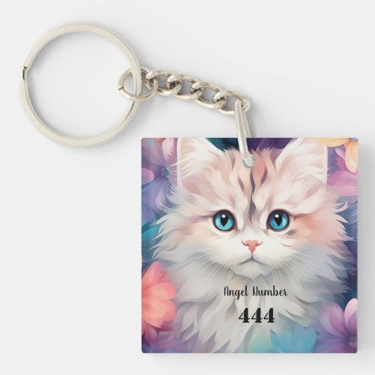 Engel nummer 444 kat sleutelhanger (voorkant)