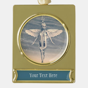  Engel onder de Regenboog Verguld Banner Ornament