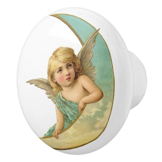  Engel op Crescent Moon Keramische Knop (Rechts)