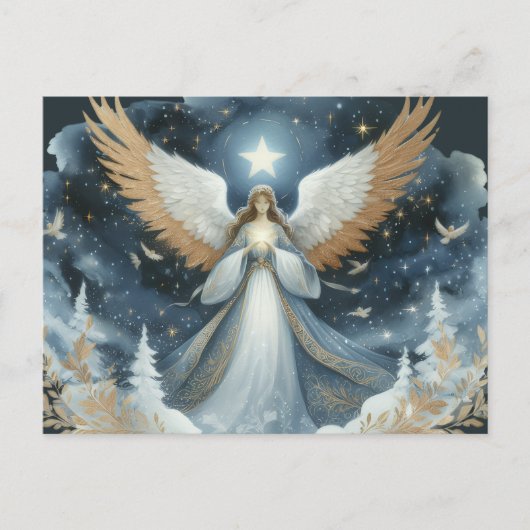 Engel op kerstavond mooi briefkaart (Voorkant)