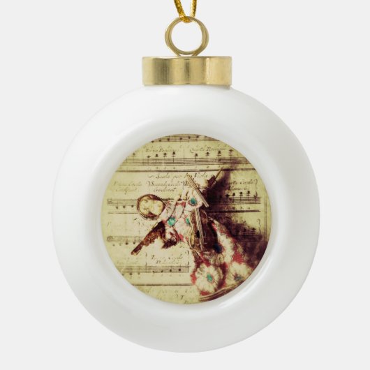  engel op muziekkeramische siervoorwerpen keramische bal ornament (Voorkant)