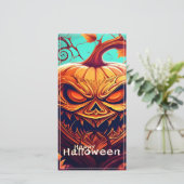 Engel orange pompoen met gezicht, Halloween (Staand voorkant)