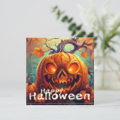 Engel orange pompoen met gezicht, Halloween (Staand voorkant)