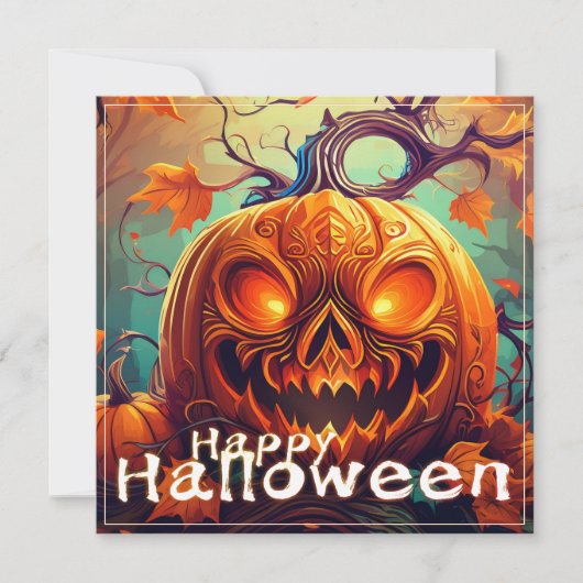 Engel orange pompoen met gezicht, Halloween (Voorkant)