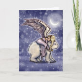 Engel rijdt op ijsbeer Kerstvakantie Kunst Kaart (Voorkant)