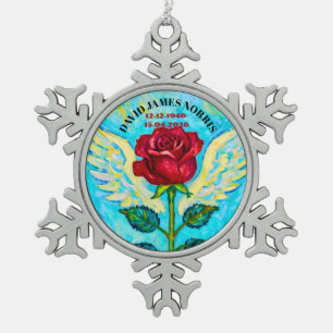 Engel Roos condoleance Tin Sneeuwvlok Ornament