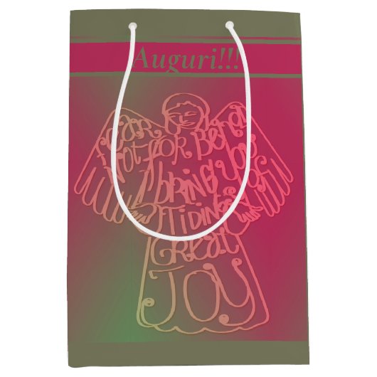 Engel Roze & Grijs Gift Bag Medium Cadeauzakje (Voorkant)