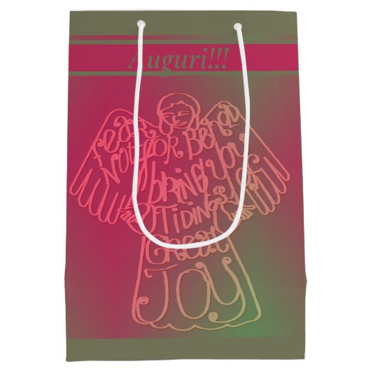 Engel Roze & Grijs Gift Bag Medium Cadeauzakje (Achterkant)