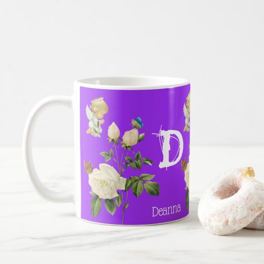 Engel Roze Paarse Bloem Mok (Met donut)