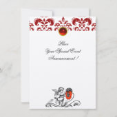 ENGEL SCHILDEREND EEN RODE BLOEM DAMAST MONOGRAM v Kaart (Achterkant)