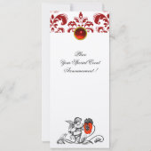 ENGEL SCHILDEREND EEN RODE BLOEM DAMAST MONOGRAM v Kaart (Achterkant)