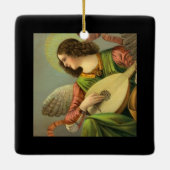 Engel Schilderij Met Mandoline Keramisch Ornament (Achterkant)