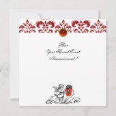 ENGEL SCHILDERT EEN RODE BLOEM DAMAST MONOGRAM KAART (Achterkant)