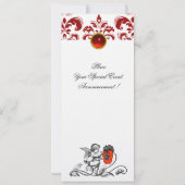 ENGEL SCHILDERT EEN RODE BLOEM DAMAST MONOGRAM LIN KAART (Achterkant)