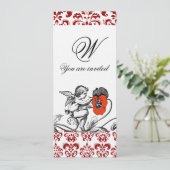 ENGEL SCHILDERT EEN RODE BLOEM DAMAST MONOGRAM LIN KAART (Staand voorkant)