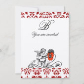 ENGEL SCHILDERT EEN RODE BLOEM DAMAST MONOGRAM vil Kaart (Voorkant)