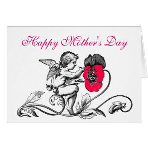 ENGEL SCHILDERT EEN ROZE BLOEM MOEDERDAG