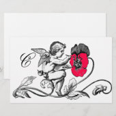 ENGEL SCHILDERT EEN ROZE BLOEM MONOGRAAM BRIEFPAPIER (Voorkant / Achterkant)