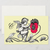 ENGEL SCHILDERT EEN ROZE BLOEM MONOGRAM BRIEFPAPIER (Voorkant / Achterkant)