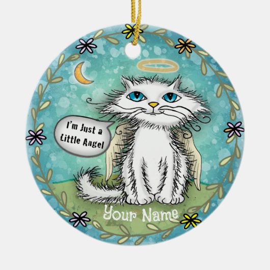 Engel Schrammels Kat Keramisch Ornament (Voorkant)