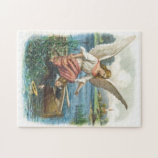 Engel Schutzengel und Junge im Boot Legpuzzel (Horizontaal)