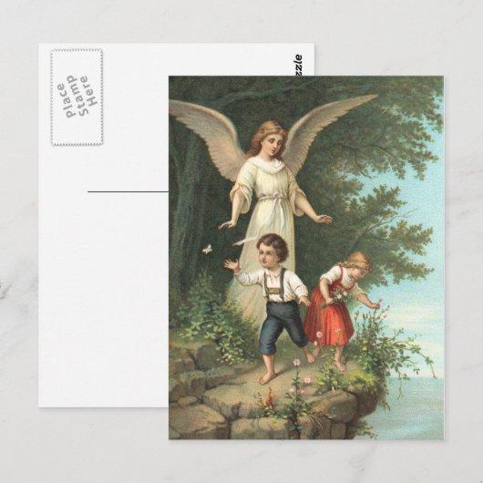 Engel Schutzengel und zwei Kinder Briefkaart (Voorkant / Achterkant)