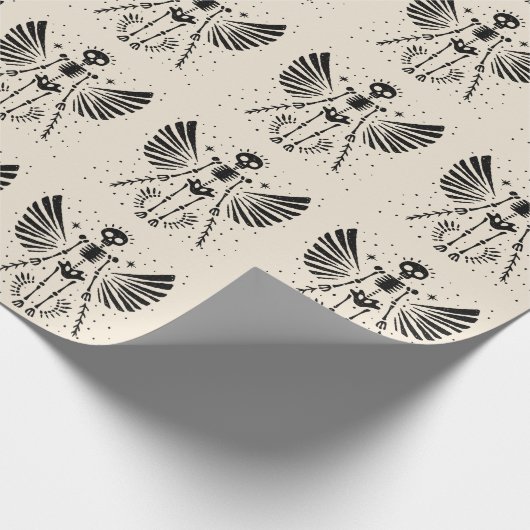 Engel skelet Gotische Kerstmis Cadeaupapier (Hoek)