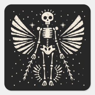 Engel skelet Gotische Kerstmis Vierkante Sticker