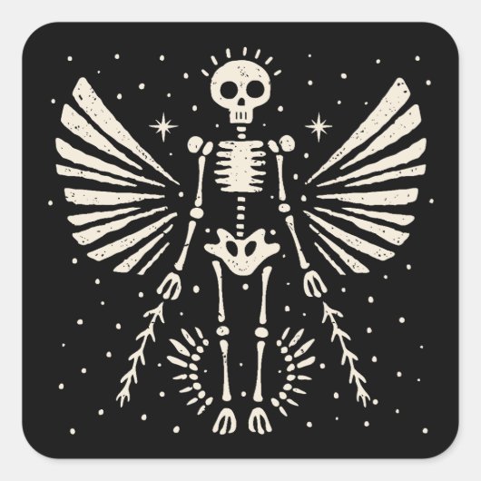 Engel skelet Gotische Kerstmis Vierkante Sticker (Voorkant)