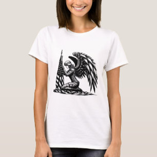 engel soldaat vrouw USA Vlag Patriottische Kunst T-shirt