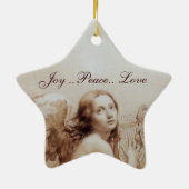 ENGEL SPEELT LYRA BOVEN DE WOLKEN Ster Keramisch Ornament (Achterkant)