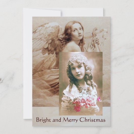 ENGEL SPEELT LYRA OVER DE WOLKEN Fotosjabloon Kaart (Voorkant)