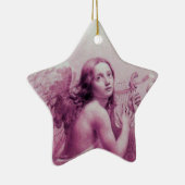 ENGEL SPEELT LYRA OVER DE WOLKEN Pink Ster Keramisch Ornament (Rechts)