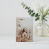 ENGEL SPELEN LYRA OVER DE WOLKEN, parel papier Visitekaartje (Staand voorkant)