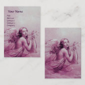 ENGEL SPELEN LYRA OVER DE WOLKEN, parel papier Visitekaartje (Voorkant / Achterkant)