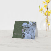 "ENGEL STANDBEELD KNIELEN, ROZE ROOS VASTHOUDEN /  KAART (Gele Bloem)