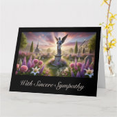 Engel standbeeld met bloemen sympathie kaart (Gele Bloem)