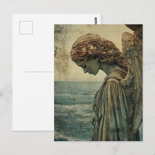 Engel standbeeld met Patina Briefkaart (Voorkant / Achterkant)