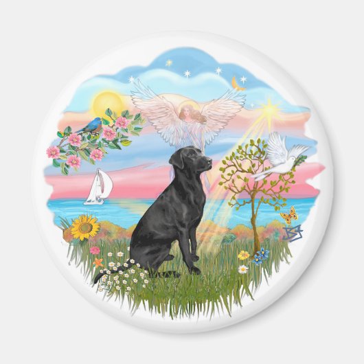 Engel Ster - Black Lab Magneet (Voorkant)