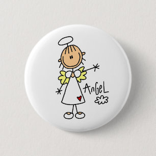 Engel T-shirts en cadeaus met stickfiguren Ronde Button 5,7 Cm