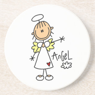 Engel T-shirts en cadeaus met stickfiguren Zandsteen Onderzetter