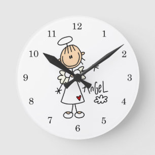 Engel T-shirts met Stick Figure en Cadeaus Ronde Klok