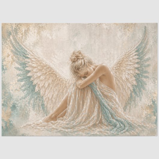 Engel Teal Parel Tissuepapier (Voorkant)