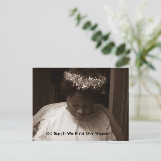 Engel ter wereld briefkaart (Staand voorkant)