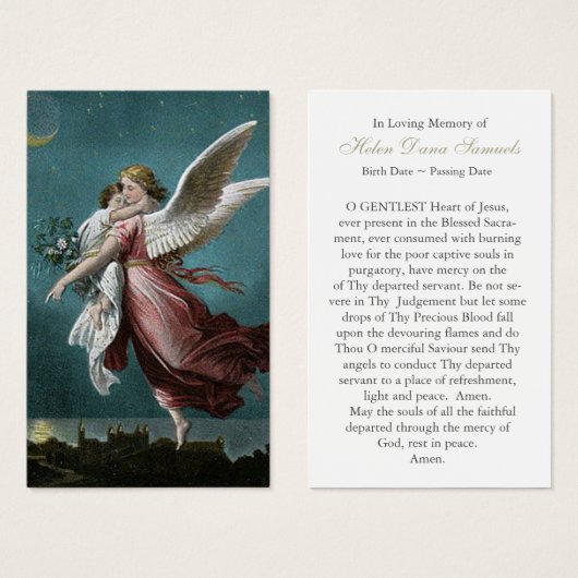 Engel Uitvaart Verlies Memorial Gebed Sympathie Ka Visitekaartje (Voorkant /achterkant)