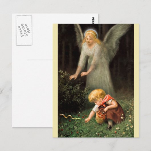 Engel und Mädchen im Wald. Briefkaart (Voorkant / Achterkant)