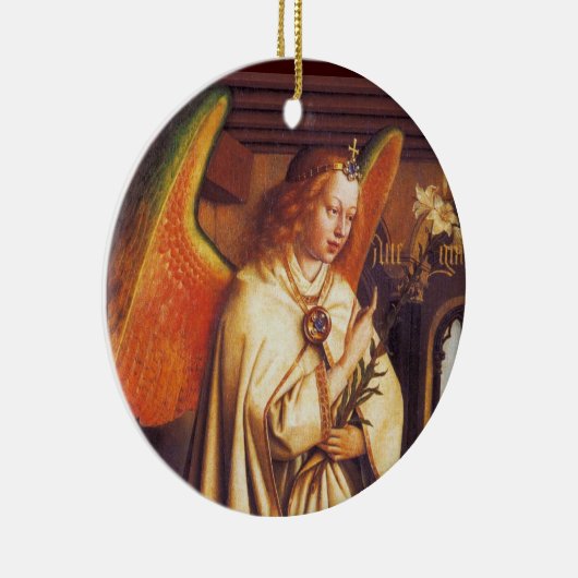 Engel van de aankondiging Rode Kerstmis Keramisch Ornament (Rechts)