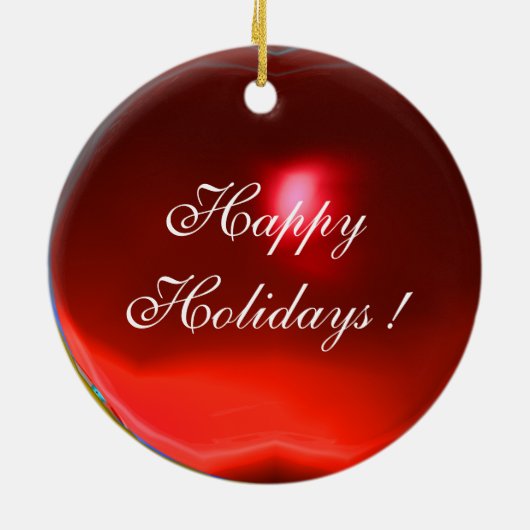 Engel van de aankondiging Rode Kerstmis Keramisch Ornament (Achterkant)