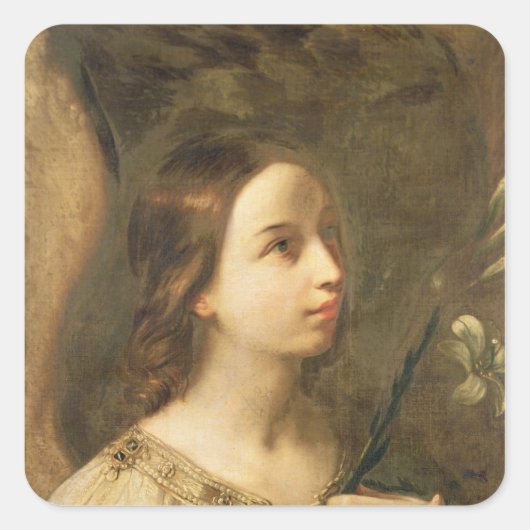 Engel van de aankondiging vierkante sticker (Voorkant)